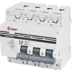 Дифференциальный автомат EKF АД-32 3P N C16 А 30 мА 4.5 кА АС 82421572 STLM-2065292