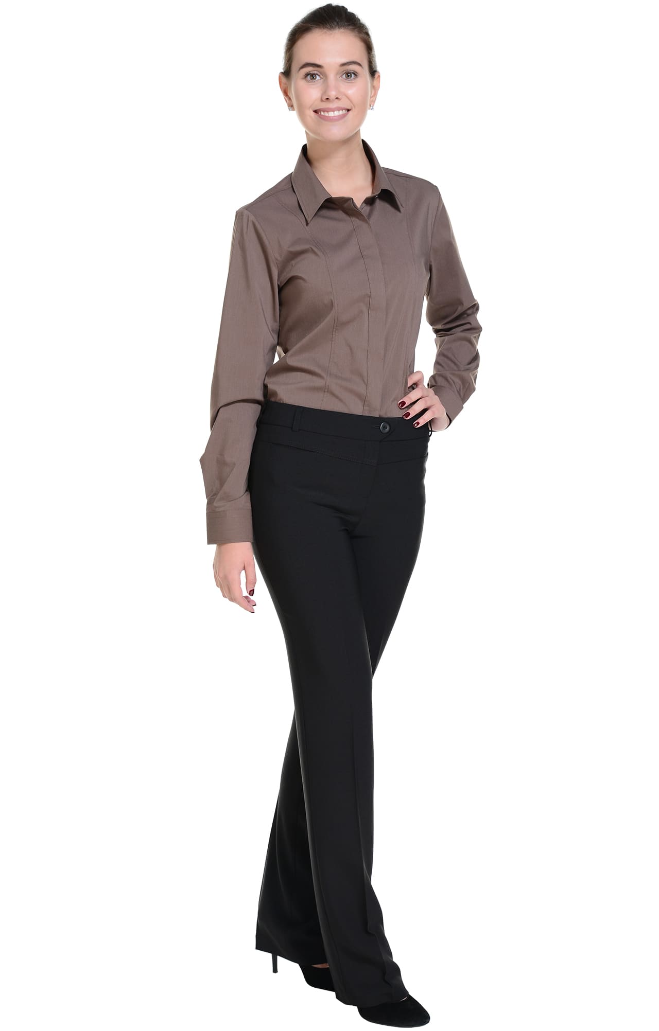 62512 Рубашка женская  chocolate El-Risto  Корпоративная одежда  размер 46 (L)  - Вид №5