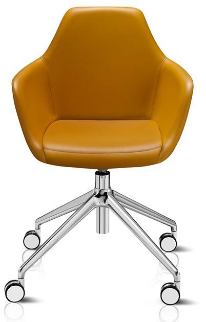 ALMA DESIGN Кожаное вращающееся кресло на эстакаде на колесиках Y chair 2097 - Вид №1