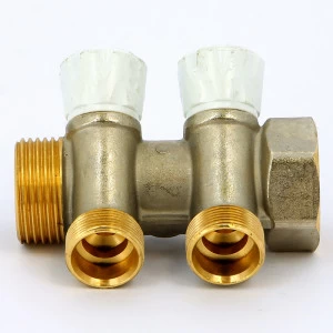 Коллектор НВ 1" с вентилями никелированный EMMETI 2 выхода М24х19 36мм