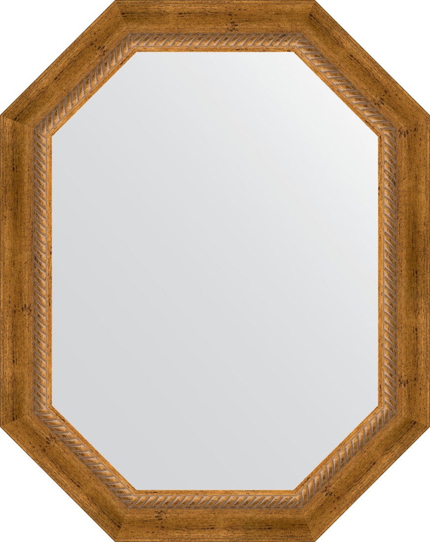BY 7114 Зеркало в багетной раме - состаренная бронза с плетением 70 mm EVOFORM Octagon