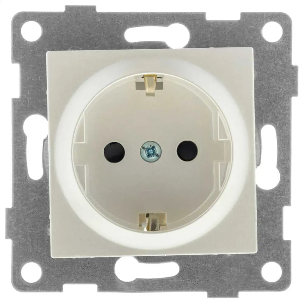 Розетка встраиваемая Gusi Electric Ugra с заземлением цвет жемчуг STLM-2066267