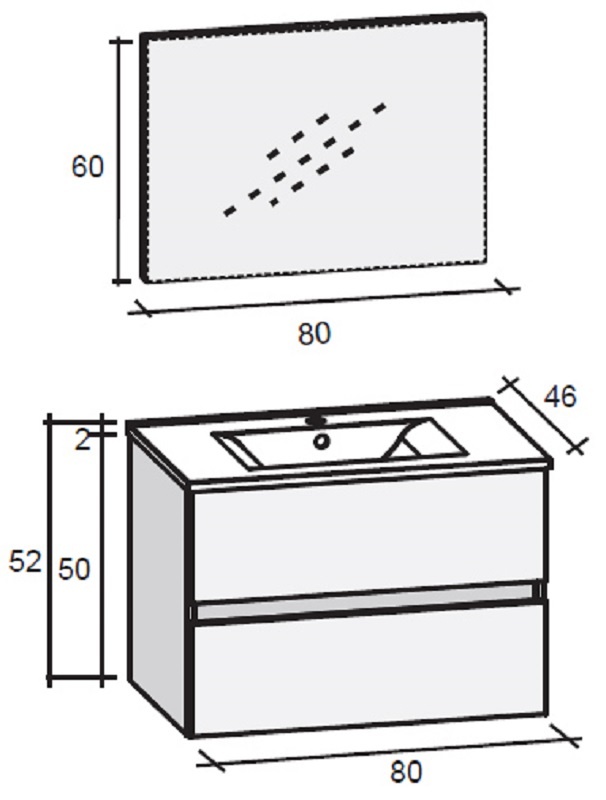 FPO080DP4S05 Комплект мебели Riho Porto Santreyd - Вид №1