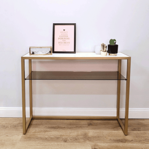 Консоль черная с белой мраморной столешницей FOR MISS  263966 Черный  - Вид №2