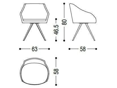 Мягкий тканевый стул с подлокотниками Riva 1920 ARM CHAIR METAL ARCH-00100071 - Вид №3