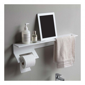 EVLISPA450EVER Life Design Полка с держателем для полотенец - Lissom Slim  Непрозрачный белый