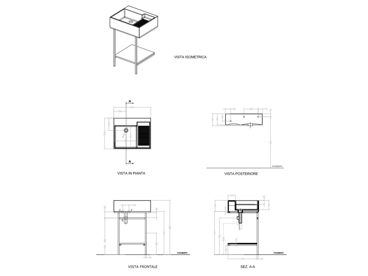 Консольная раковина со стальной рамой и дубовой столешницей COLAVENE Nobu ARCH-00070889 - Вид №5