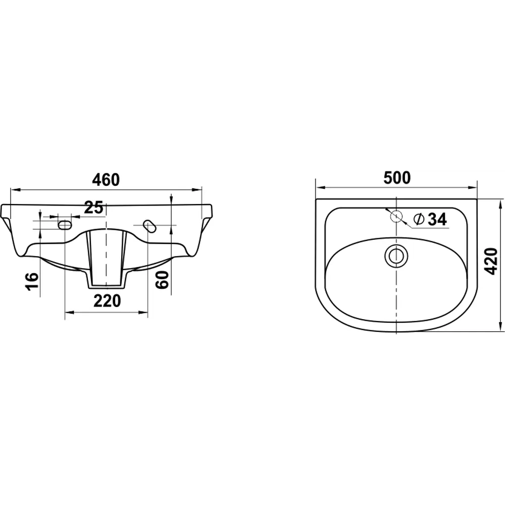 Раковина Керамин Сити встраиваемая 50 см STLM-2064740 - Вид №3