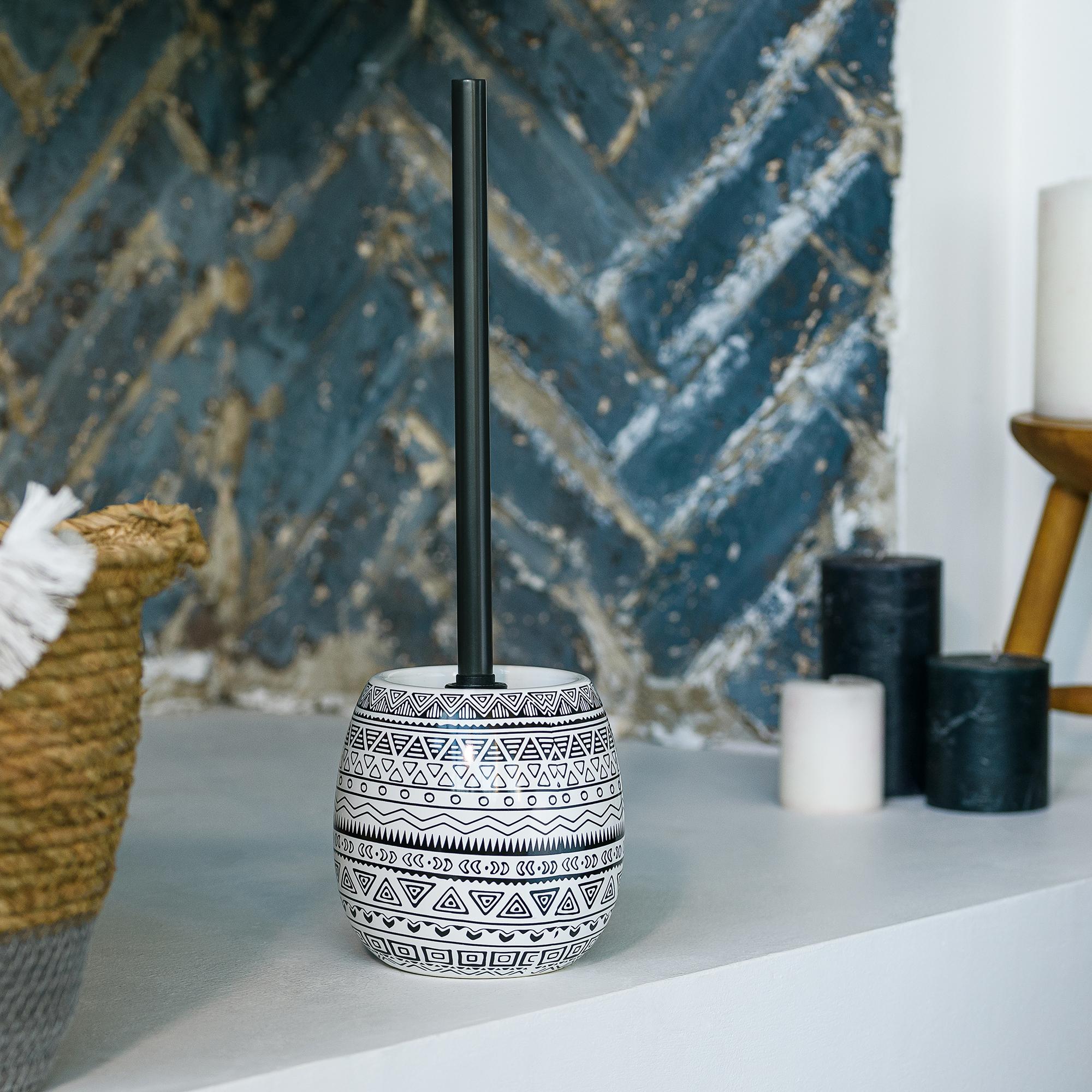 83425110 Ёршик для унитаза цвет чёрный/белый Nomads STLM-0041237 MOROSHKA