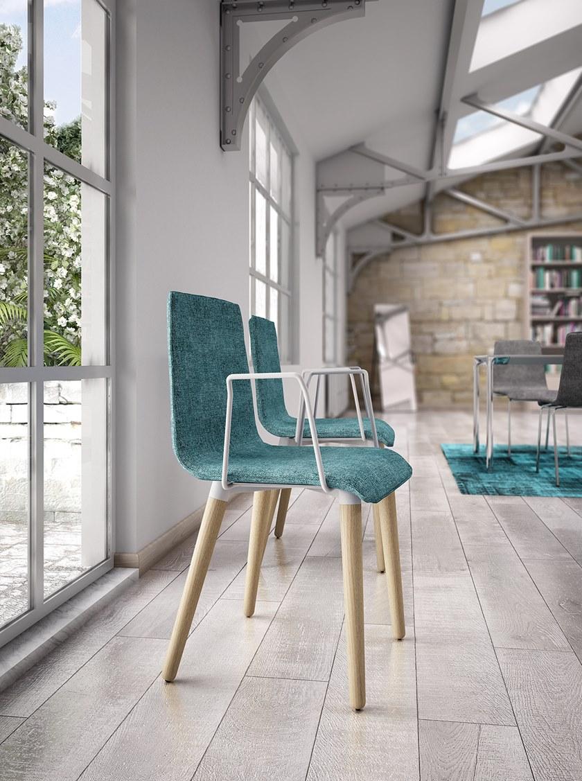 Leyform Приставной стул из дерева и ткани с подлокотниками Zerosedici sun-id-1371788 - Вид №1