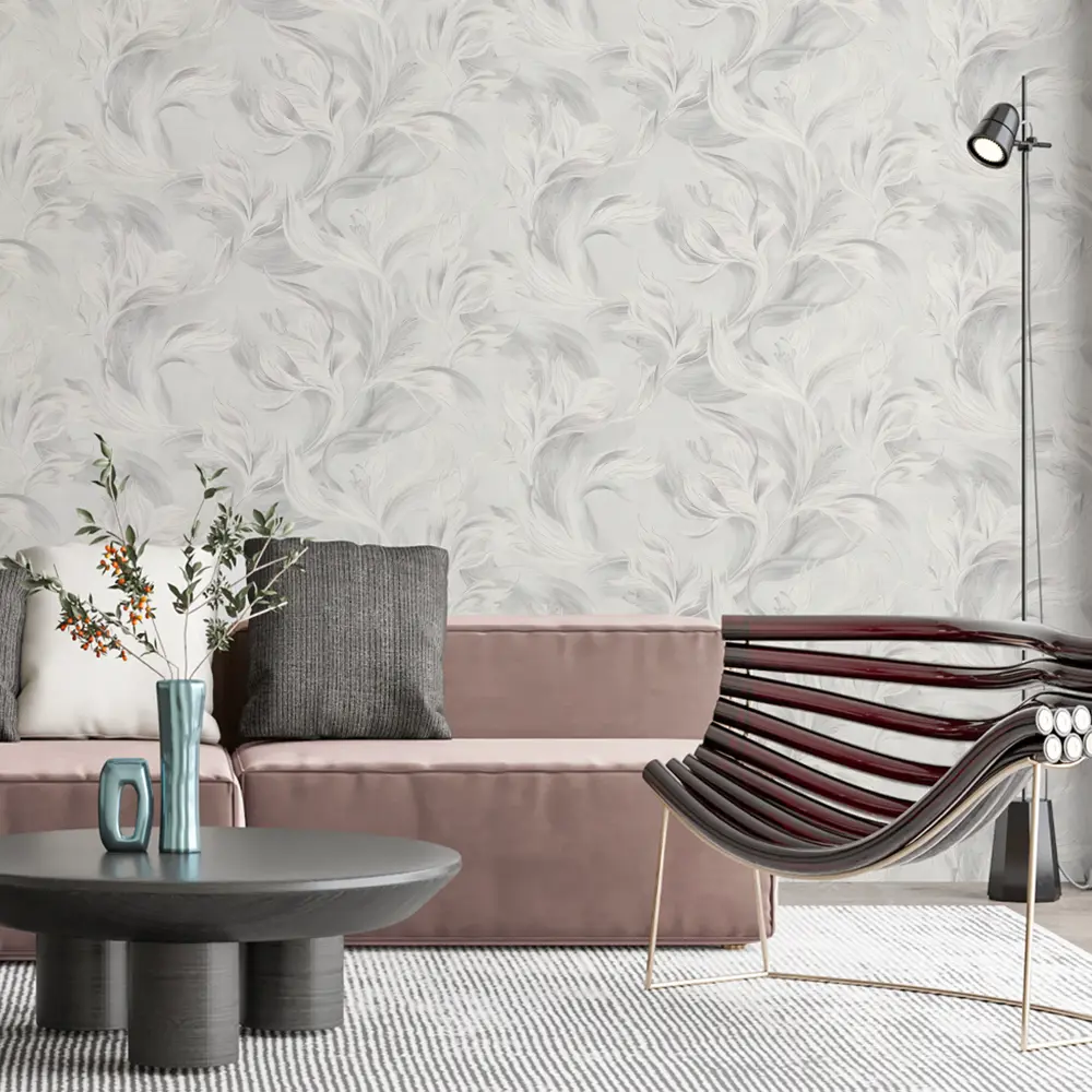 Флизелиновые обои OVK DESIGN Элания серые с цветочным рисунком 1.06 м 89409504 STLM-1574715 - Вид №3