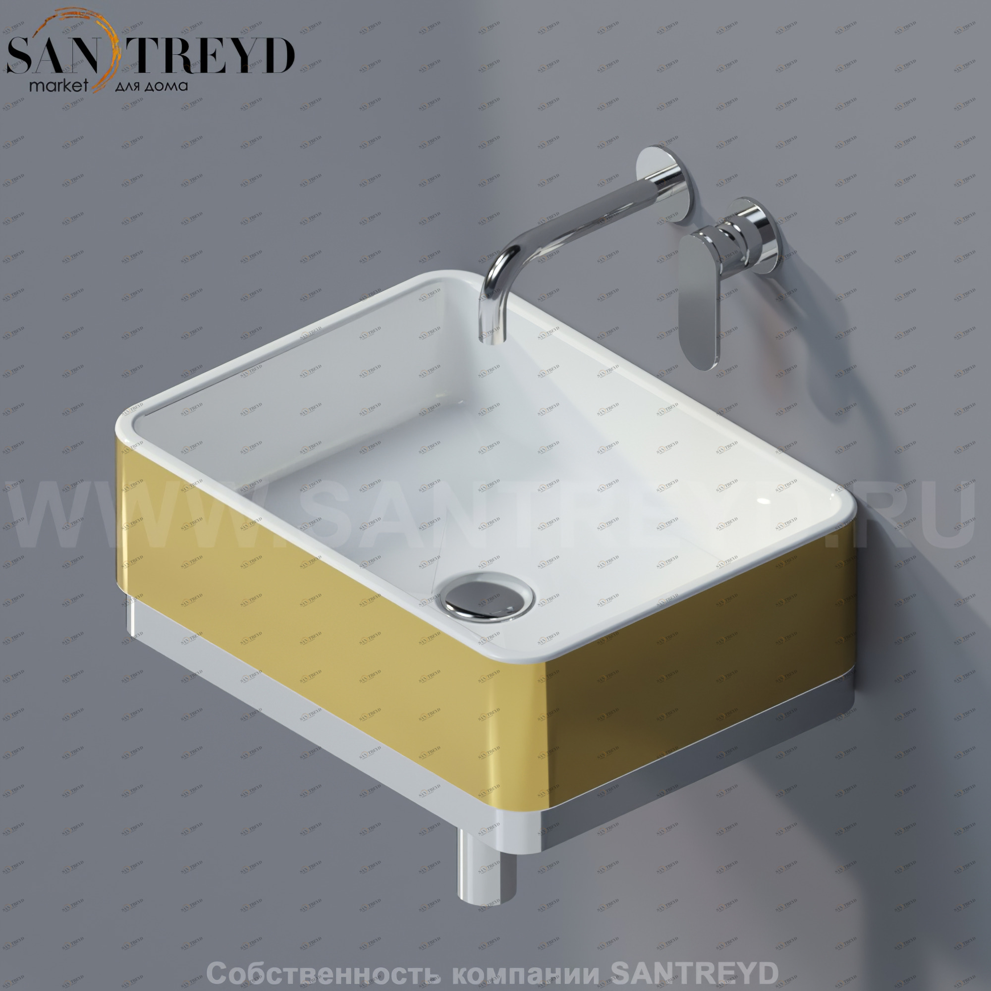 MWL48GOLD Подвесная раковина настенная прямоугольная Ceramica Flaminia Miniwash золотая