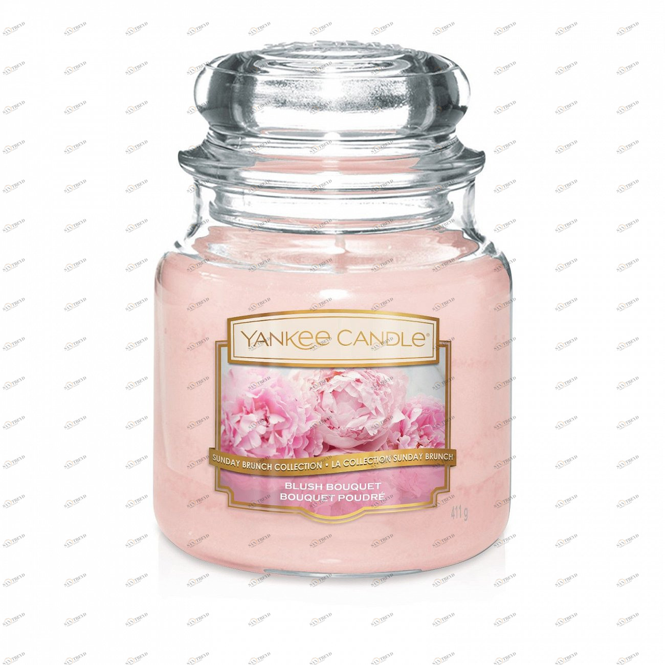 Свеча маленькая в стеклянной банке "Пудровый букет" Blush Bouquet 104гр 25-45 часов YANKEE CANDLE  267927 Розовый 