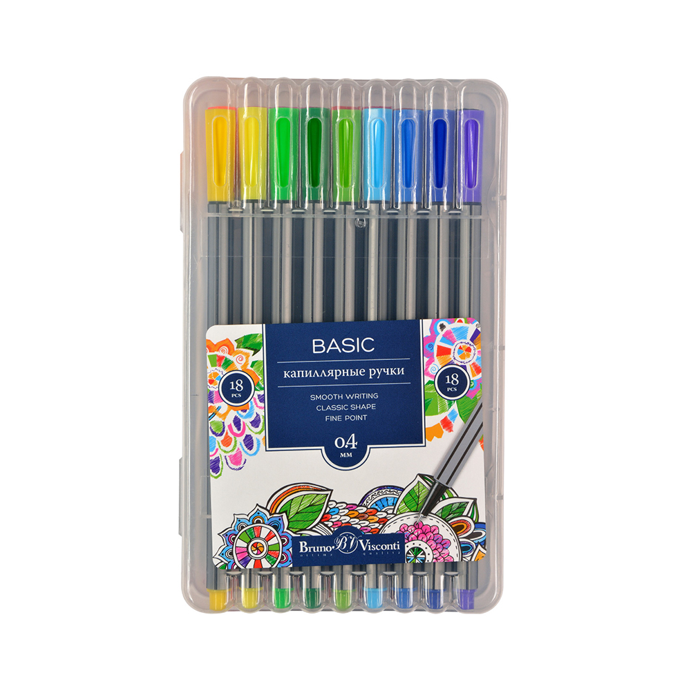 36-0012 Набор капиллярных ручек 0.4 мм 18 цв. Bruno Visconti 