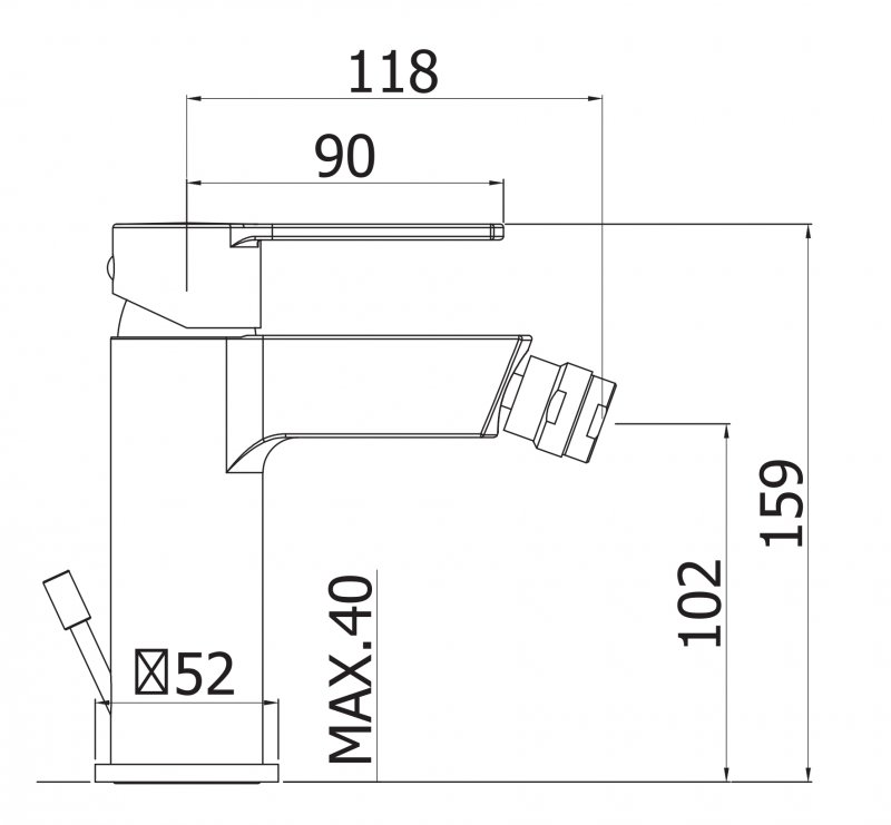 Смеситель на биде без донного клапана CEZARES OVEST-BSM1-01-W0  - Вид №1