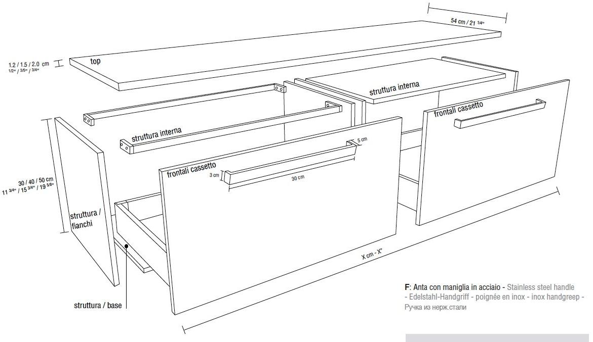 RIFRA Тумба под умывальник из орехового дерева с дверцами Zero bagno sun-id-1436497 - Вид №4