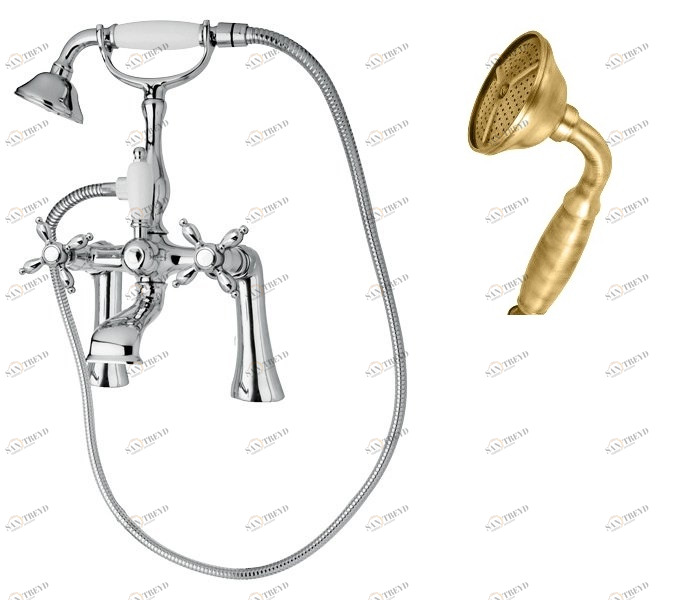 Смеситель на борт ванны с ручным душем шлангом 150см CEZARES NOSTALGIA-PBV-02-M