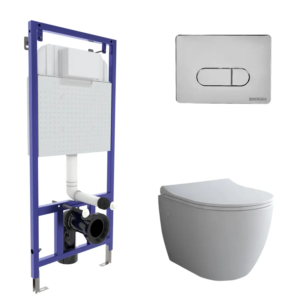Комплект инсталляция с унитазом Berges Demas с кнопкой Santreyd STLM-2041538
