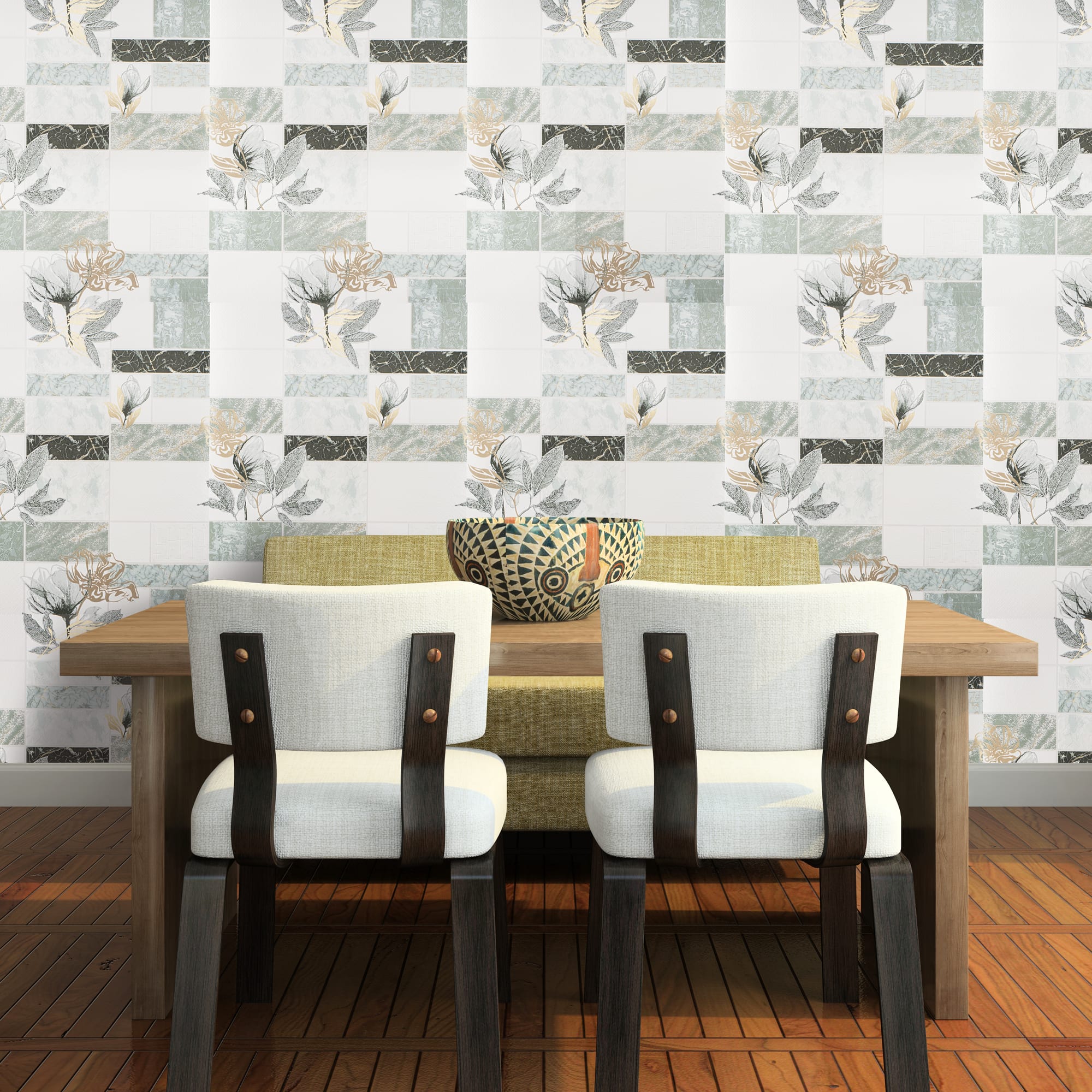 82938365 Обои виниловые зелёные 0.53 м 0222-4 Марморика Santreyd  - Вид №3