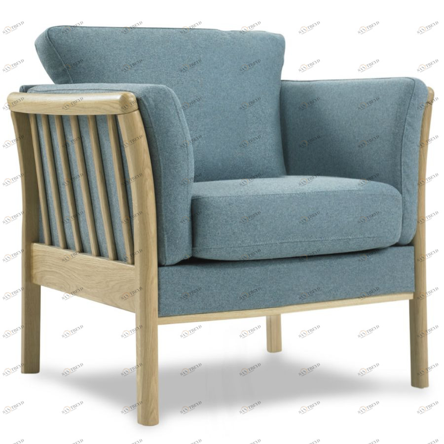 Кресло Aya, цельный лакированный дуб, сине-зеленое Kragelund 12901202520