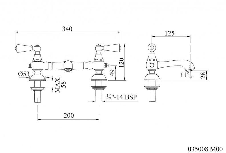 Bronces Mestre Смеситель для раковины на 2 отверстия Retro 035008.m00.30 - Вид №1