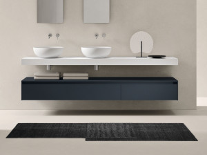 Деревянный подвесной двойной умывальник с ящиками