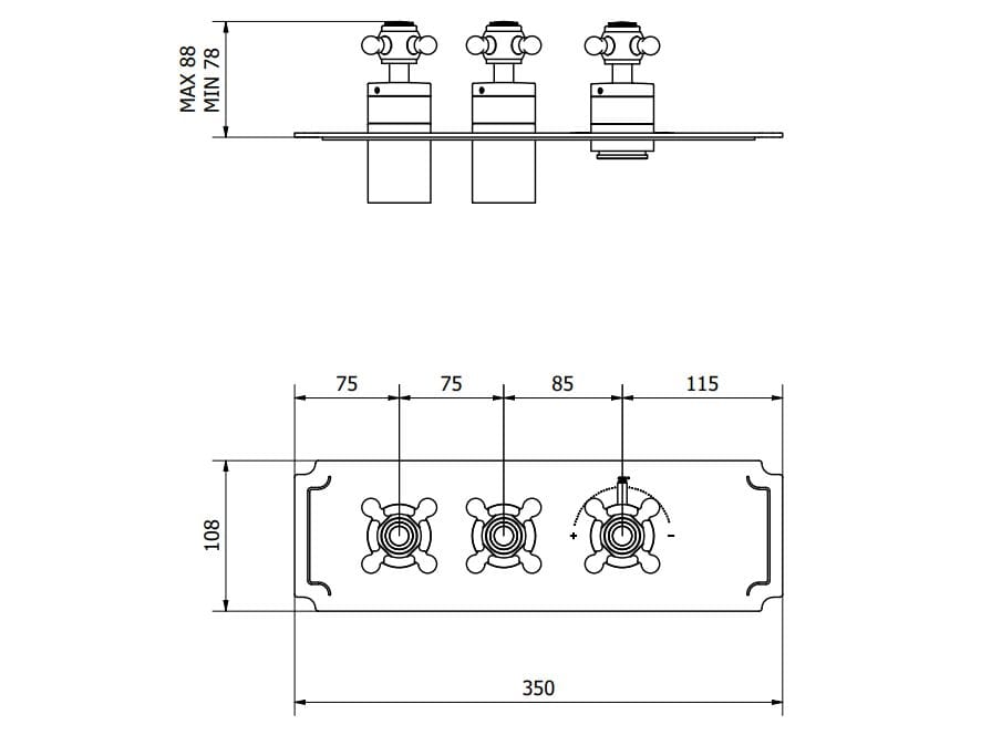 Термостатический смеситель для душа с 3 отверстиями IB Aqua ARCH-00046958 - Вид №2