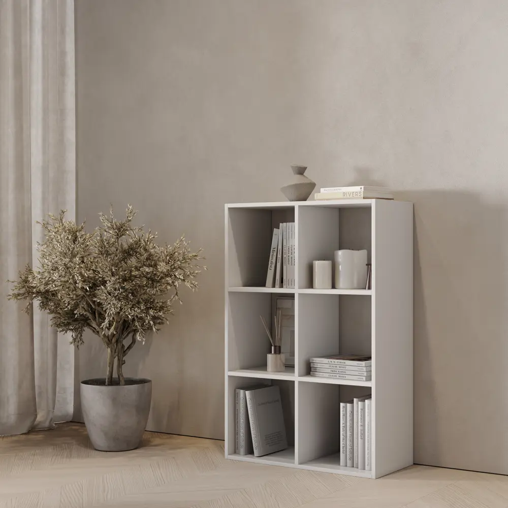 Стеллаж KONSENSA Руан 6 секций 70x104x31.7 см ЛДСП цвет белый STLM-2037237