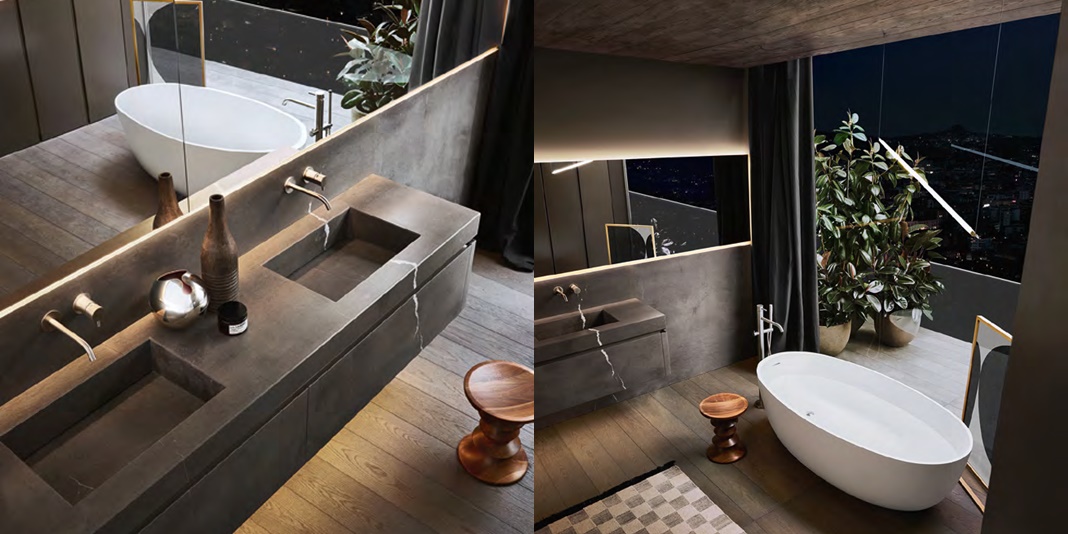 Комбинация ванной комнаты P101 в отделке NEXT 56 Marmo Medea MILLDUE PURO PURO101 - Вид №1