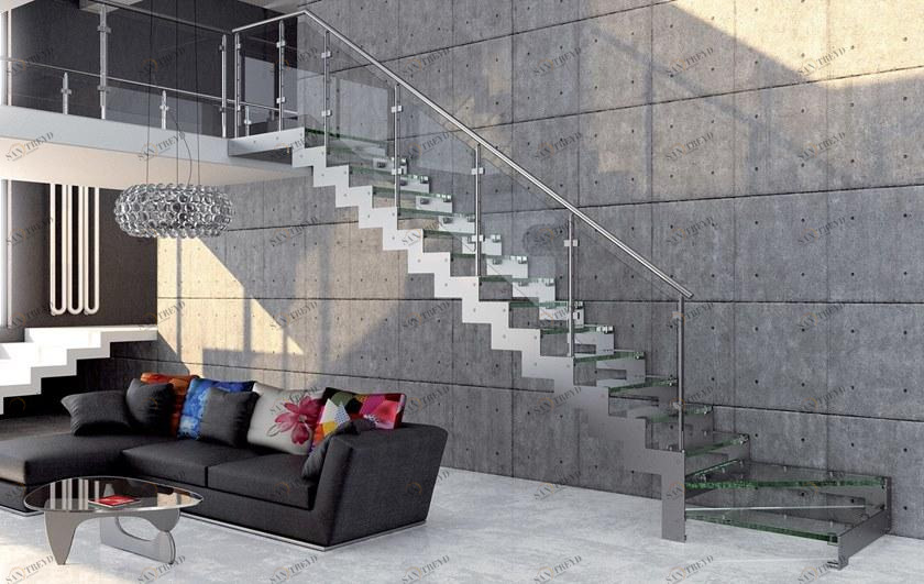 MOBIROLO Открытая лестница из стали и стекла с боковыми косоурами sun-id-1488219