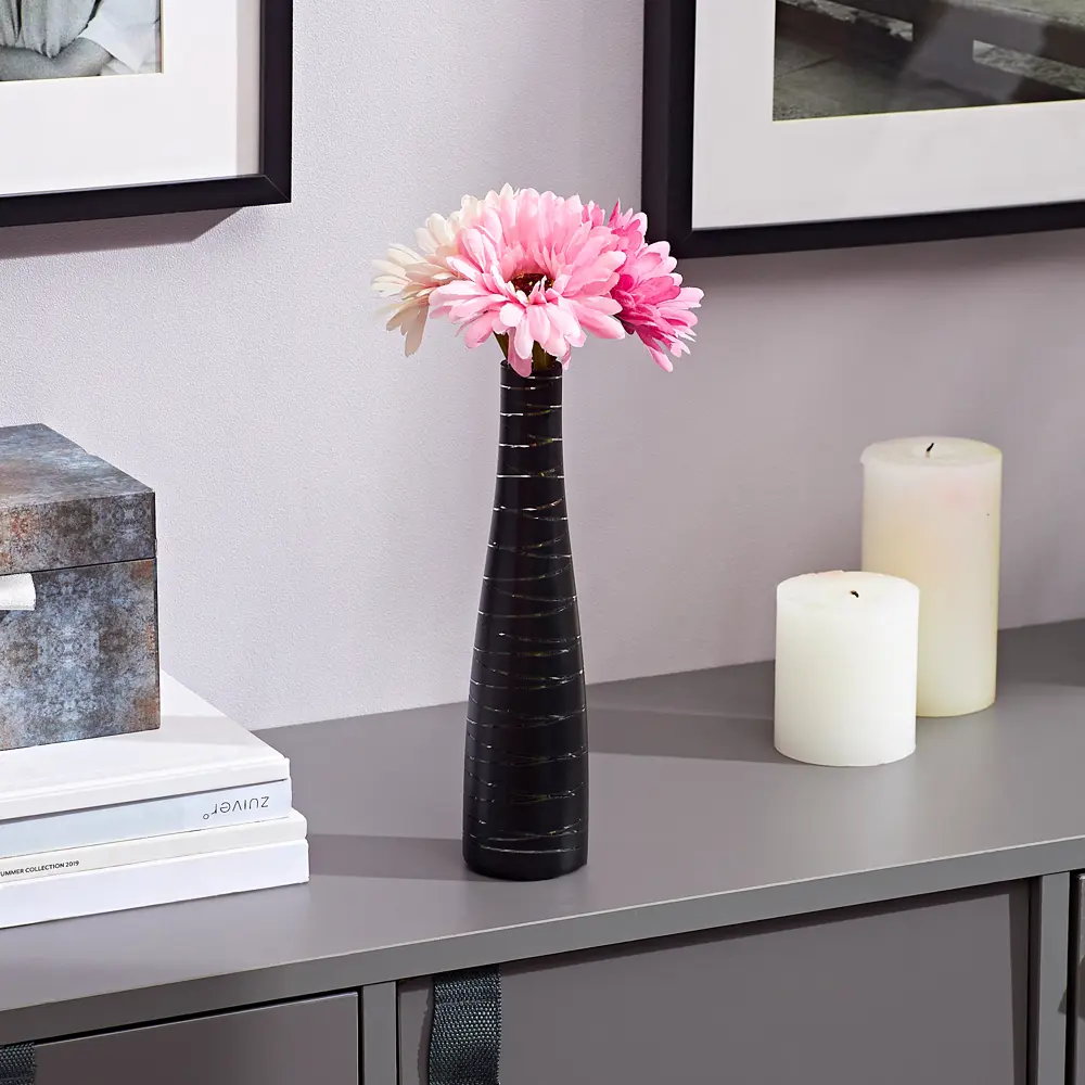 Ваза Бутыль стекло цвет черный 23 см Santreyd STLM-2114511