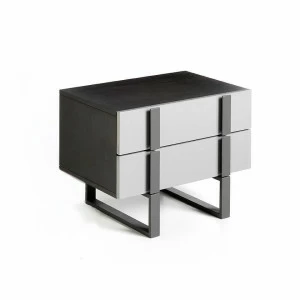 Тумбочка прикроватная с двумя ящиками и черными металлическими ножками серая от Angel Cerda ANGEL CERDA CP1706 00-3865591 Серый;черный