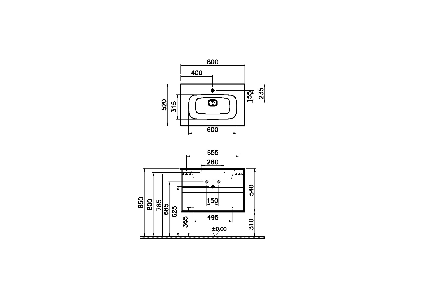 58182 Раковина Vitraglobal Metropole - Вид №1