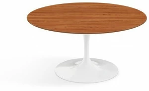 KNOLL Круглый журнальный столик с деревянной столешницей и алюминиевым основанием Tulip