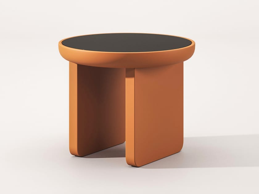 Круглый деревянный и стеклянный журнальный столик Falsasquadra Водяные лилии ARCH-00082712