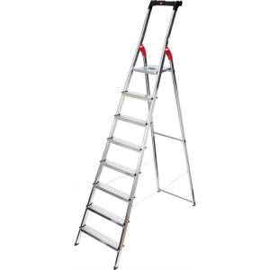 Стремянка алюминиевая Hailo 8 ступеней 8160-807, лоток для инструментов, максимальная нагрузка 150 кг