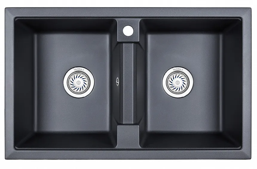 8101, ШВАРЦ (чёрный металлик), кухонная мойка, кварц