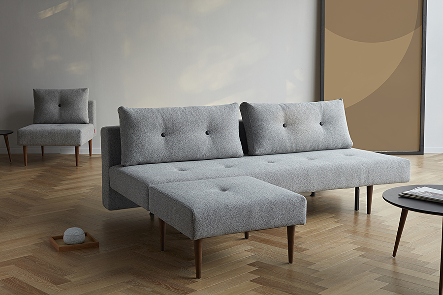 Пуф Special Recast c ножками из темного дерева и черной рамой, темно-серый Innovation Living SPECIALRECASTPF216 - Вид №2