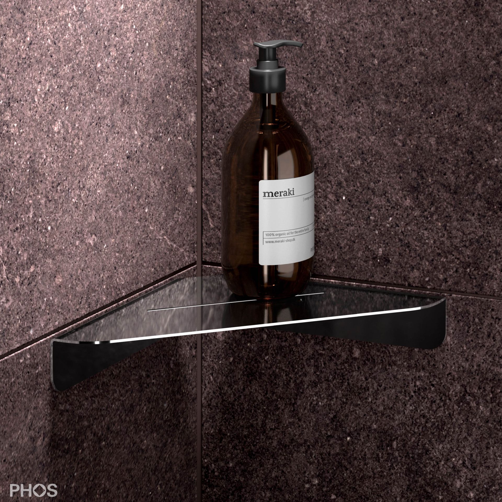 DAE230K-PL Клееная угловая душевая полка, 23 x 23 см, полированная PHOS  - Вид №3