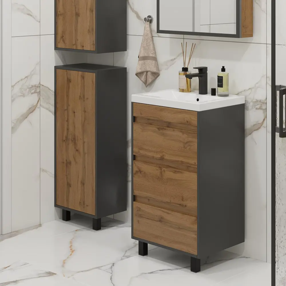 Тумба под раковину Wood 500 напольная 46.5 см цвет коричневый Santreyd STLM-2058647 - Вид №2
