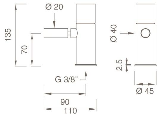 Ceadesign Кран для подключения одной воды к раковине Giotto plus Gio 80 - Вид №1