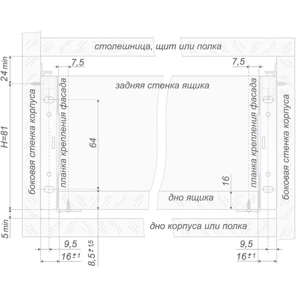 Santreyd Направляющие для выдвижных ящиков с боковыми планками 11678191 STLM-0001395 - Вид №4