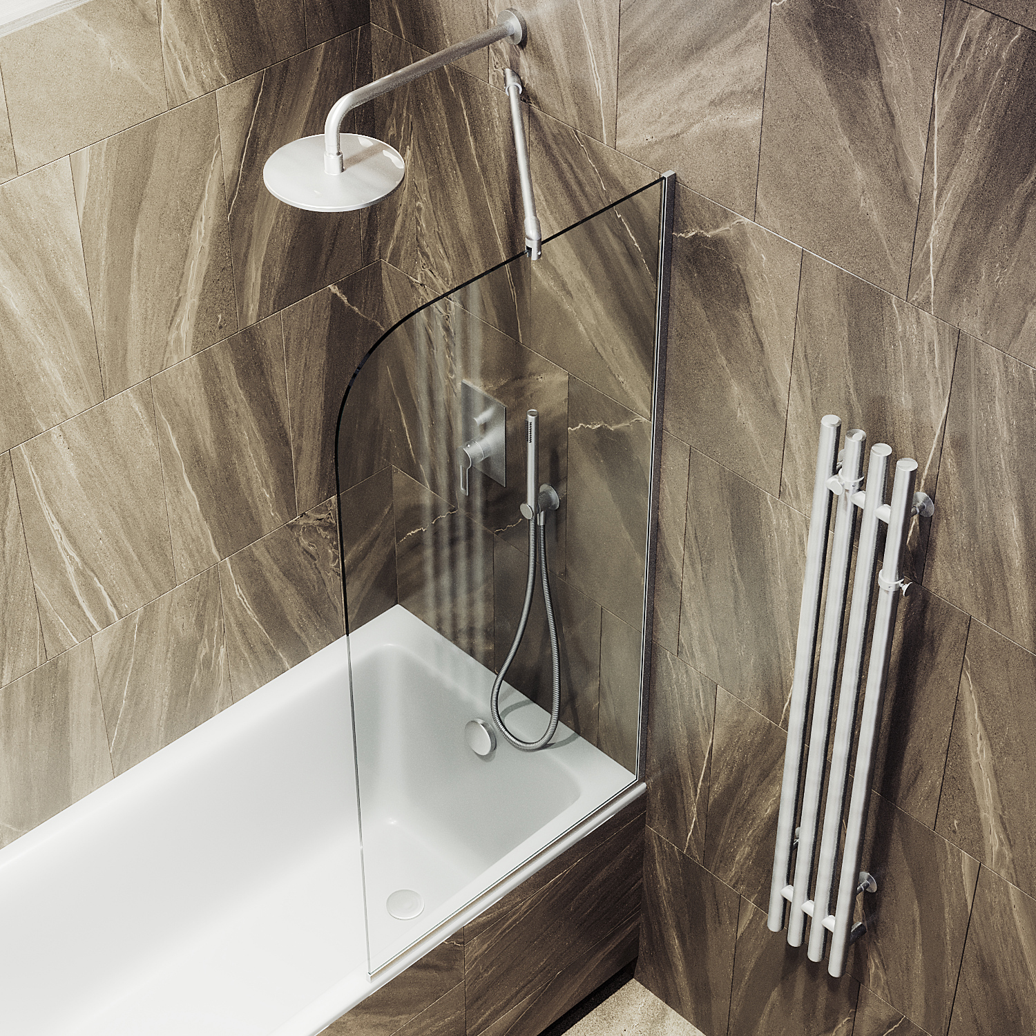 Шторка для ванны в узком профиле ST-65-5у Public Steel