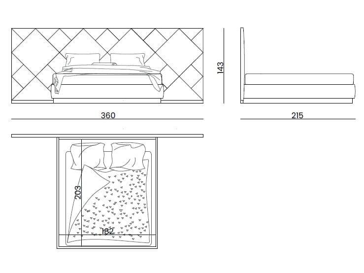 Кожаная двуспальная кровать с мягким изголовьем Bizzotto Italia Symphony-Infinity ARCH-00098581 - Вид №4