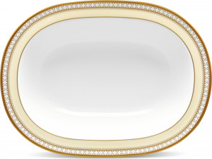 10640907 Noritake Салатник овальный Noritake Noritake "Трефолио,золотой кант" 26см Фарфор костяной