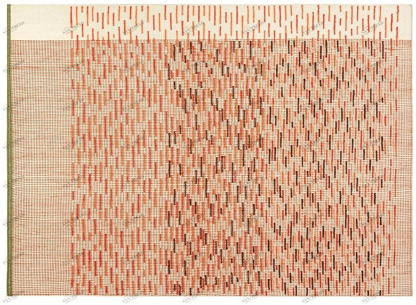 GAN Прямоугольный коврик ручной работы из шерсти в полоску Backstitch sun-id-1410802