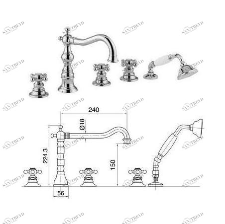 Смеситель на борт ванны хром Arcadia BN.ARC-8380CR Bugnatese 5461