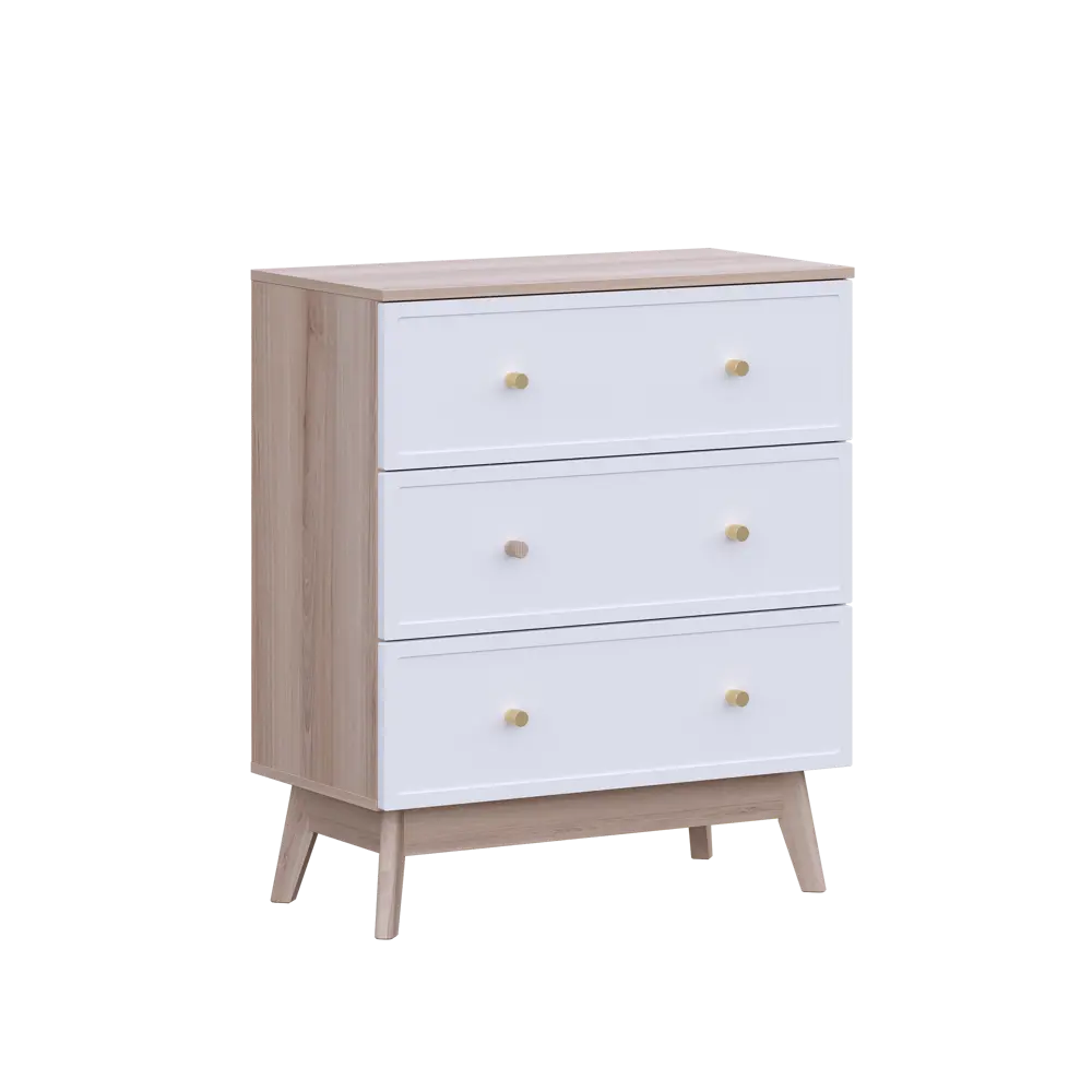 Комод KONSENSA Амьен 3 ящика 80x94x41.7 см ЛДСП цвет белый/коричневый Лион STLM-2066479 - Вид №6