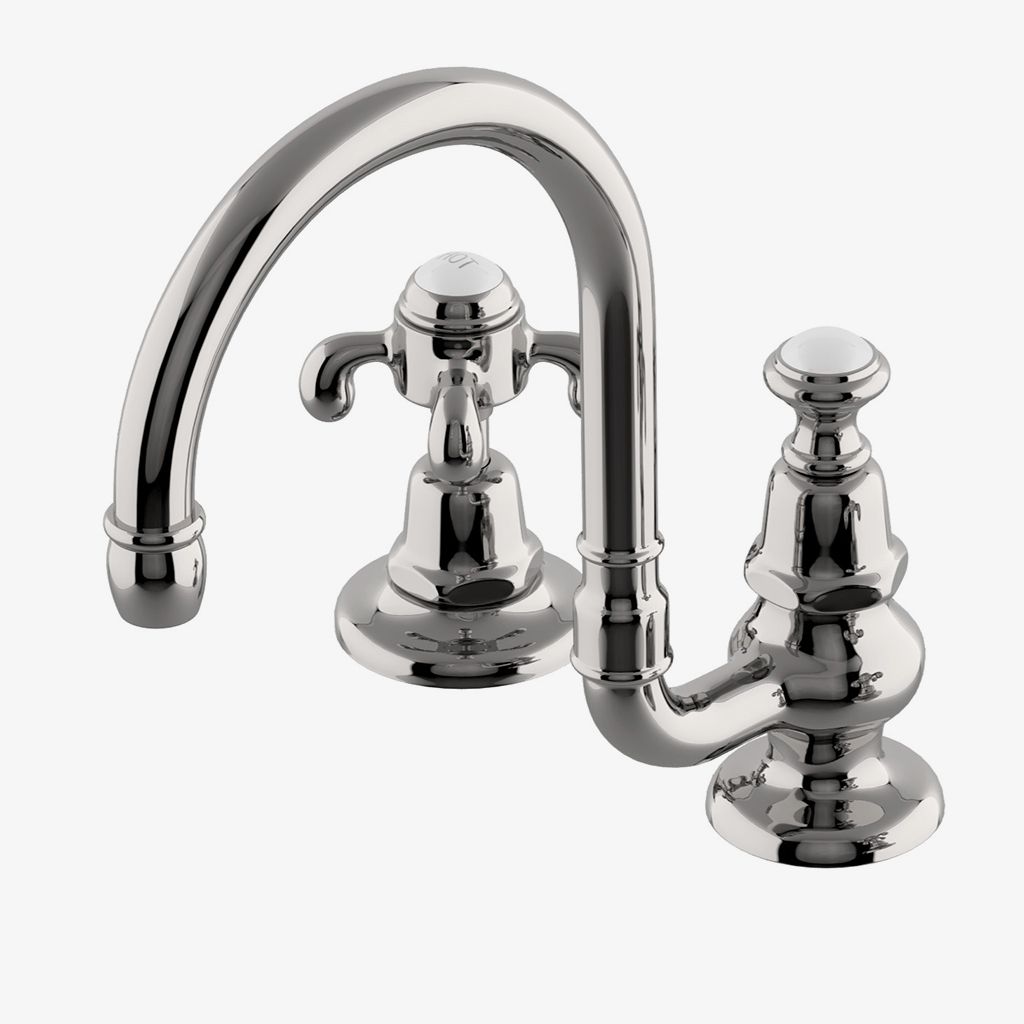 ETLS61 Etoile Gooseneck Смеситель для унитаза с тремя отверстиями на палубе и металлическими поперечными ручками Waterworks - Вид №1