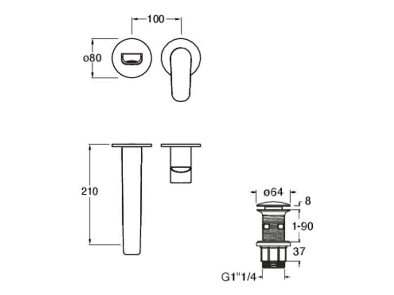 Настенный однорычажный смеситель для раковины CRISTINA Rubinetterie OK@Y CRIOK259 ARCH-00142567 - Вид №2